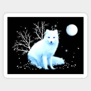 Winter Fox in Winter solstice with the Winter moon Sticker